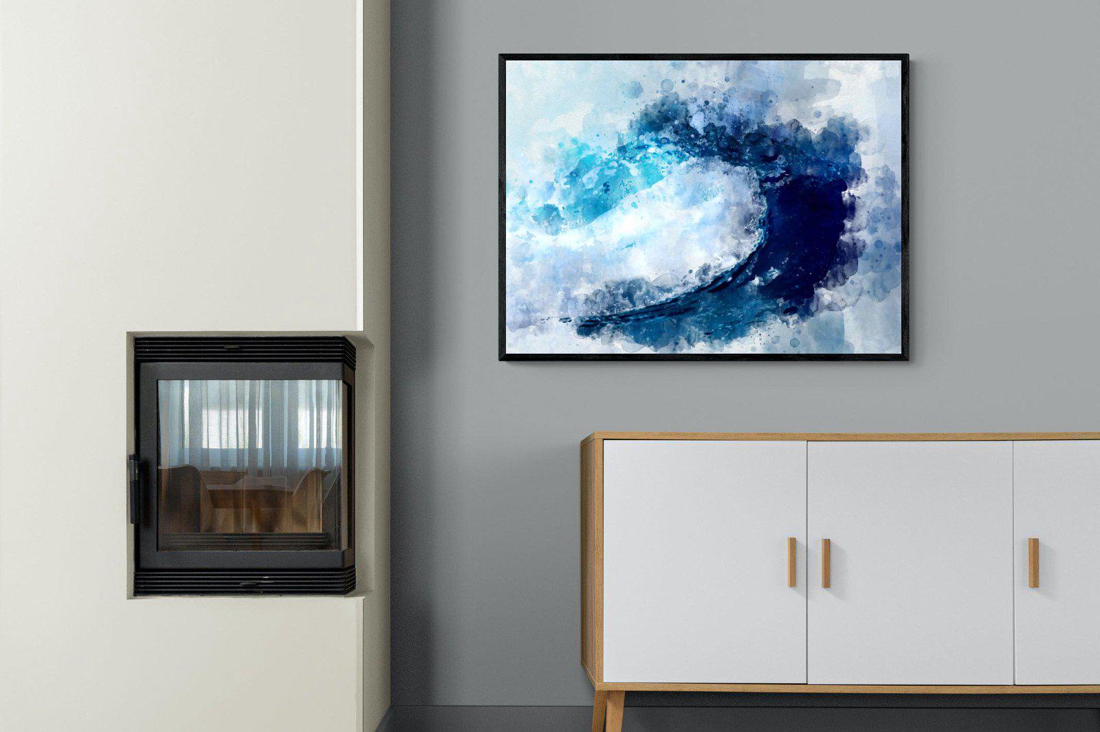 Wave Art-Wall_Art-100 x 75cm-Mounted Canvas-Black-Pixalot