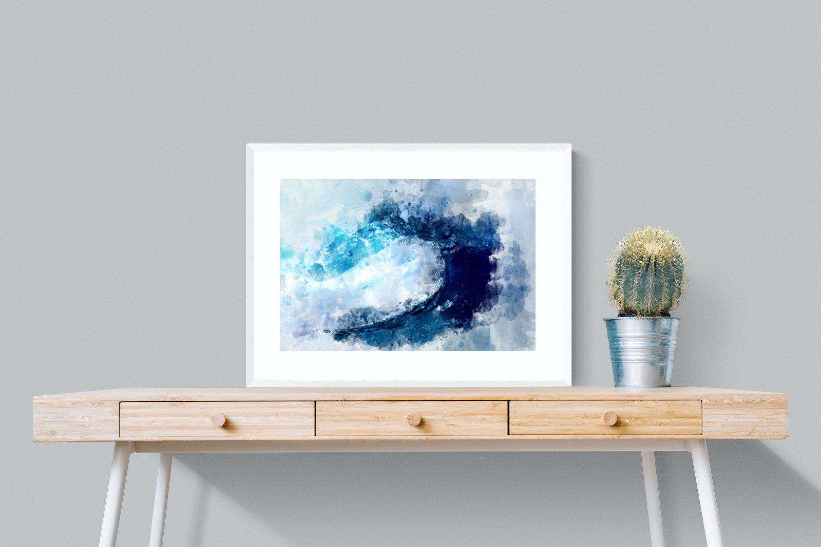 Wave Art-Wall_Art-80 x 60cm-Framed Print-White-Pixalot