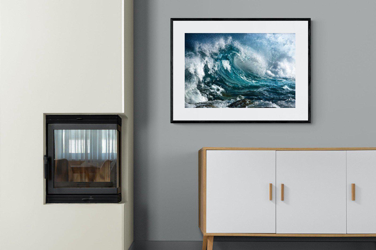 Wave-Wall_Art-100 x 75cm-Framed Print-Black-Pixalot