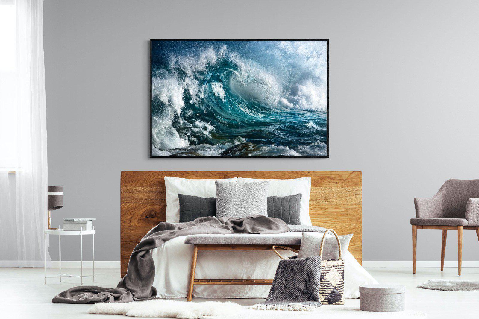 Wave-Wall_Art-150 x 100cm-Mounted Canvas-Black-Pixalot
