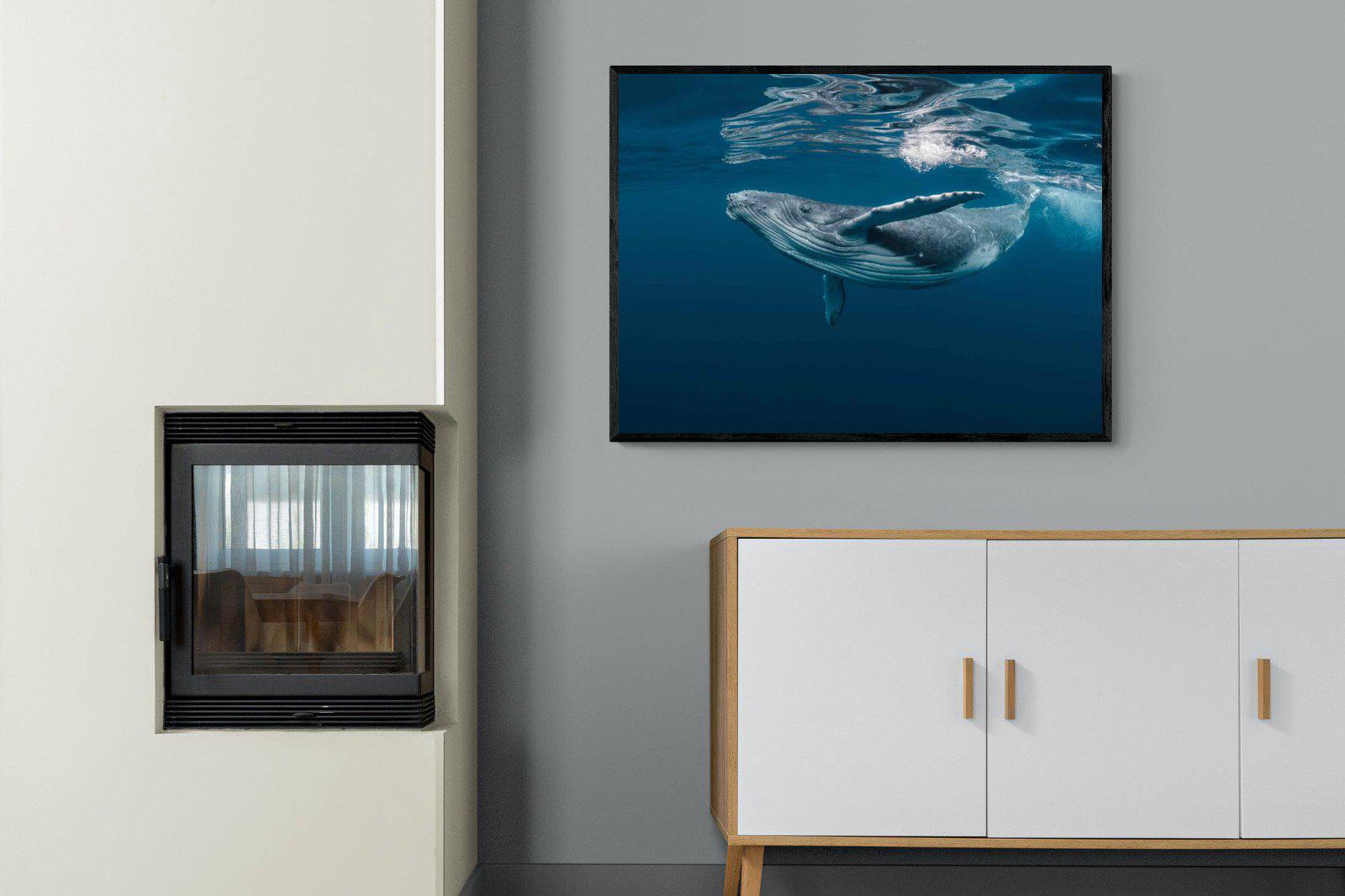 Whale-Wall_Art-100 x 75cm-Mounted Canvas-Black-Pixalot