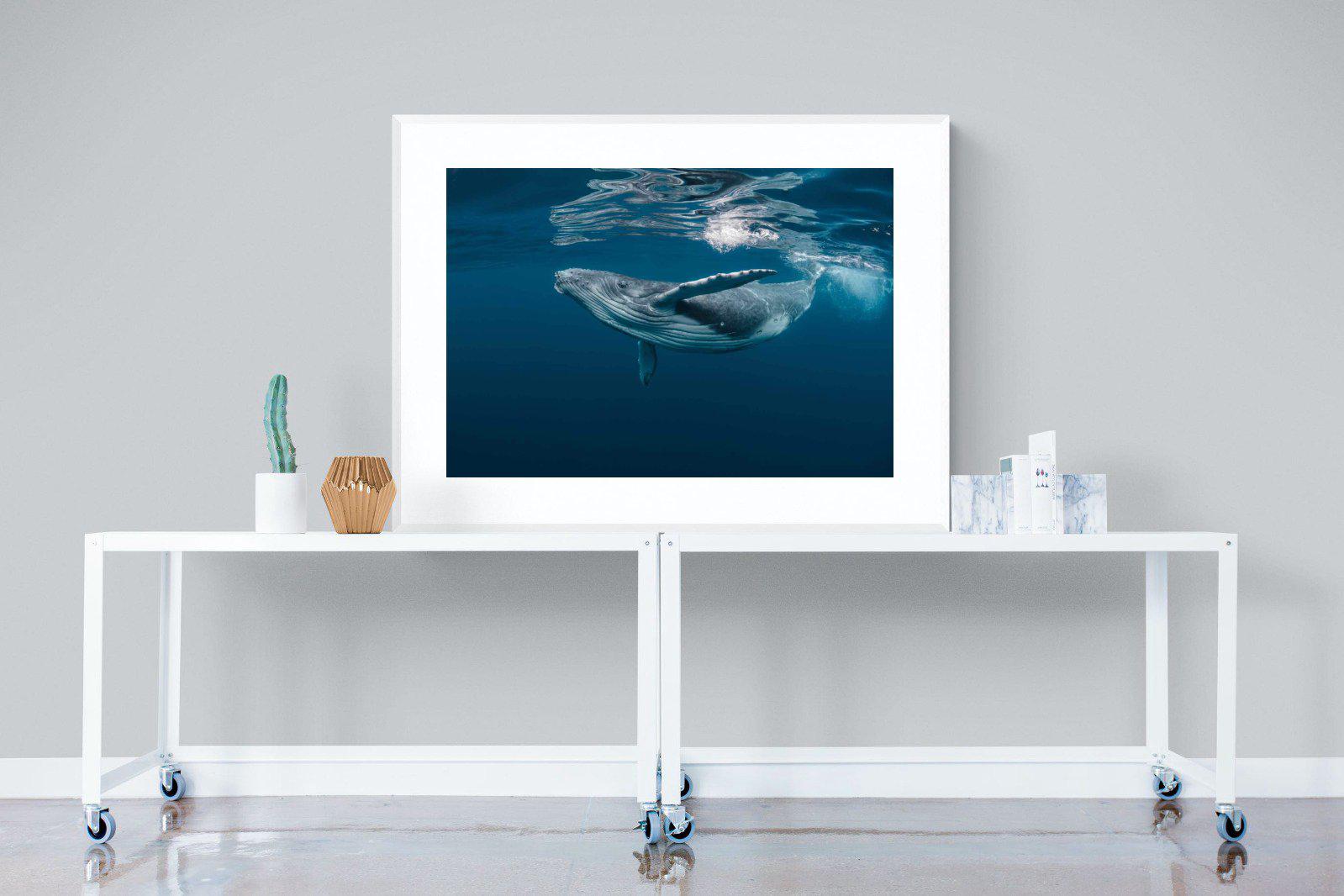 Whale-Wall_Art-120 x 90cm-Framed Print-White-Pixalot