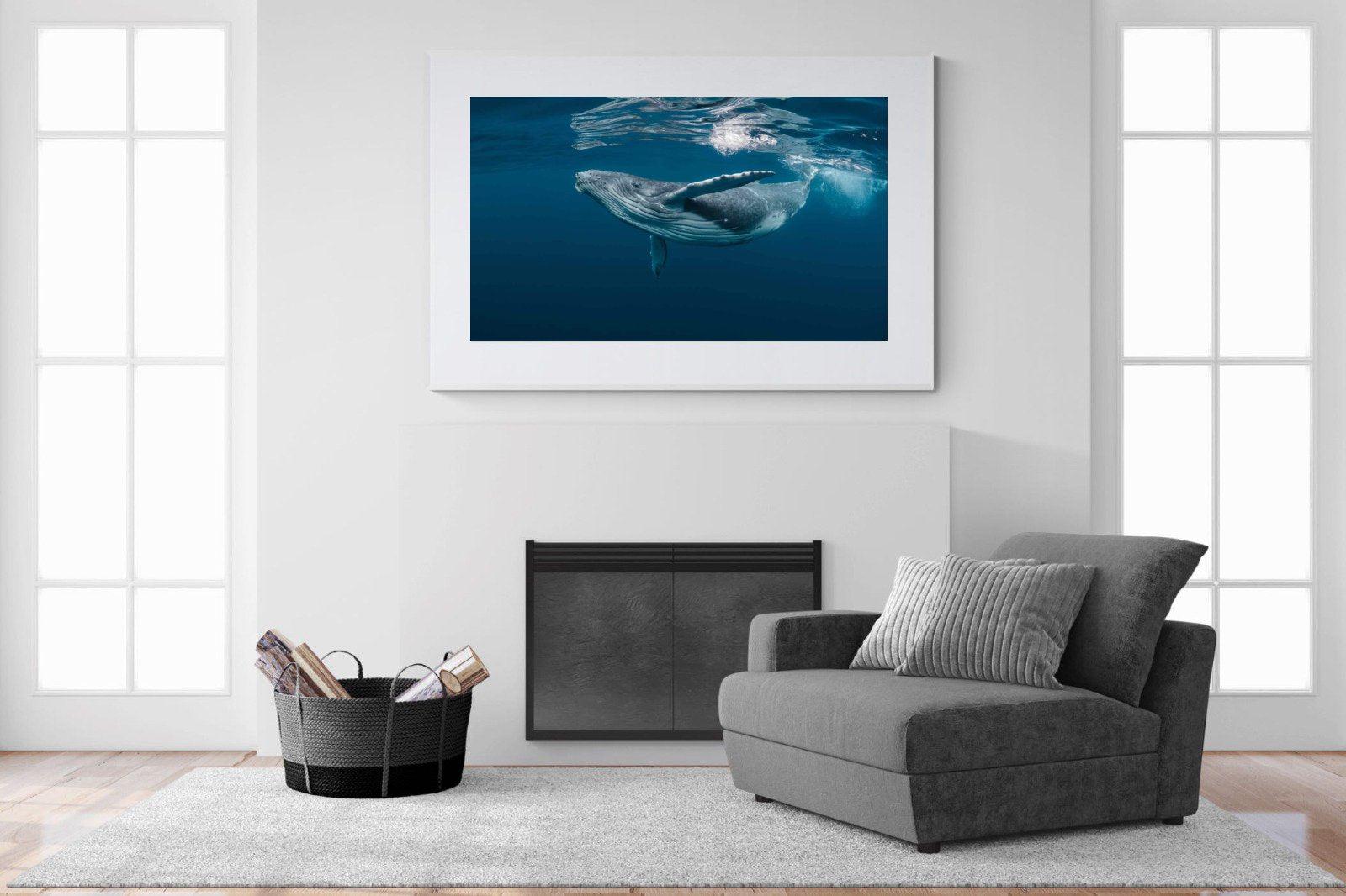 Whale-Wall_Art-150 x 100cm-Framed Print-White-Pixalot