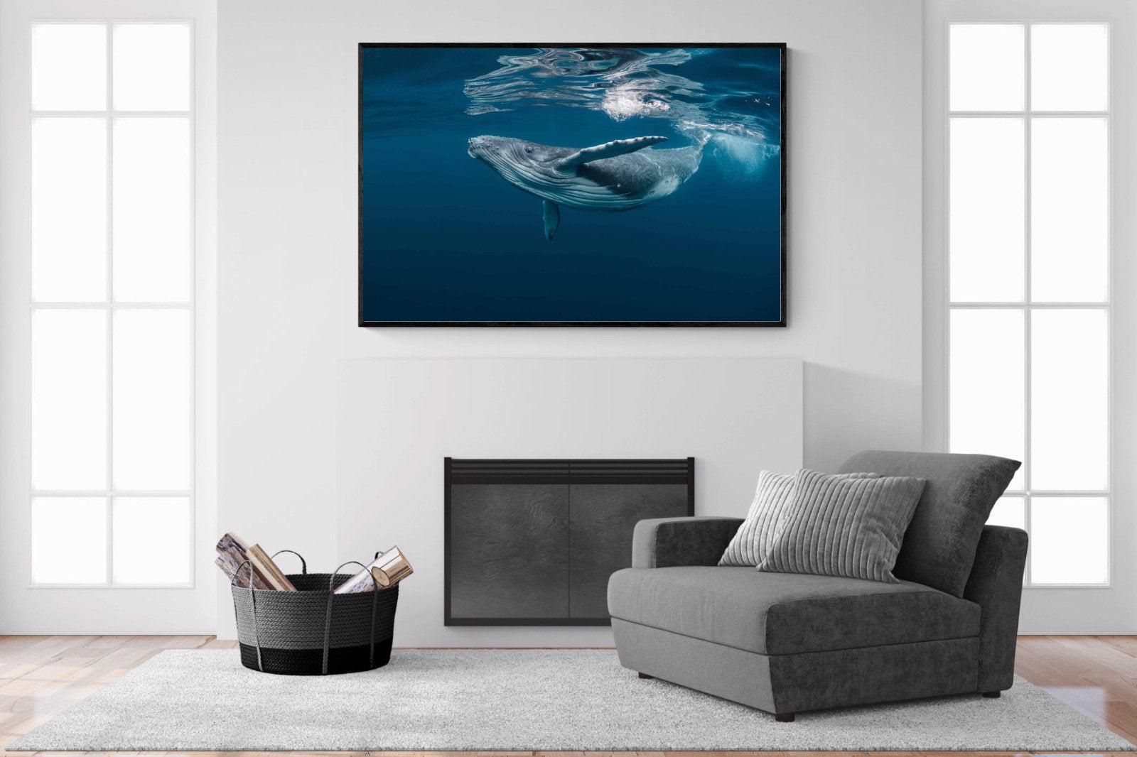 Whale-Wall_Art-150 x 100cm-Mounted Canvas-Black-Pixalot
