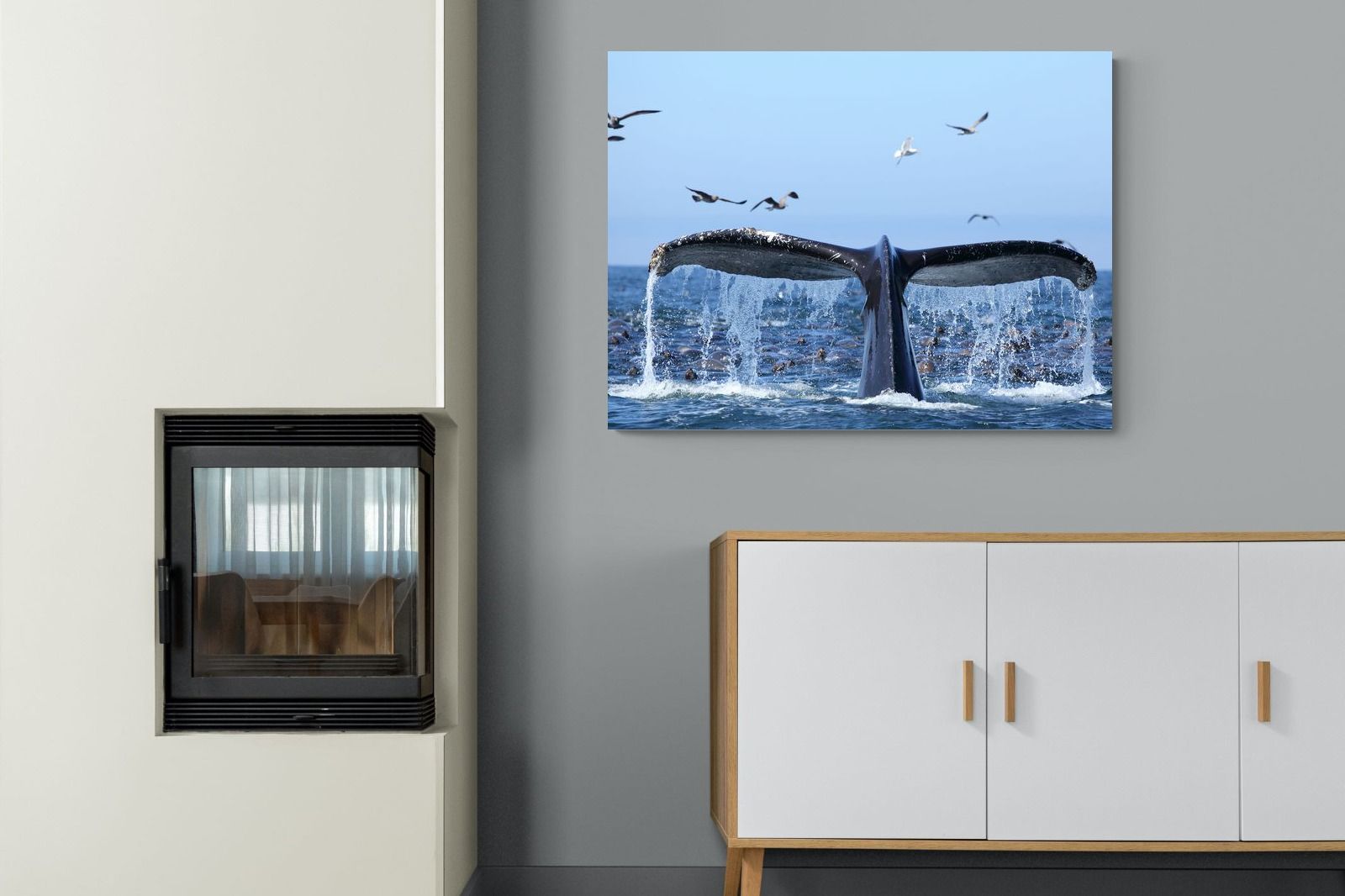 Whale Tail-Wall_Art-100 x 75cm-Mounted Canvas-No Frame-Pixalot