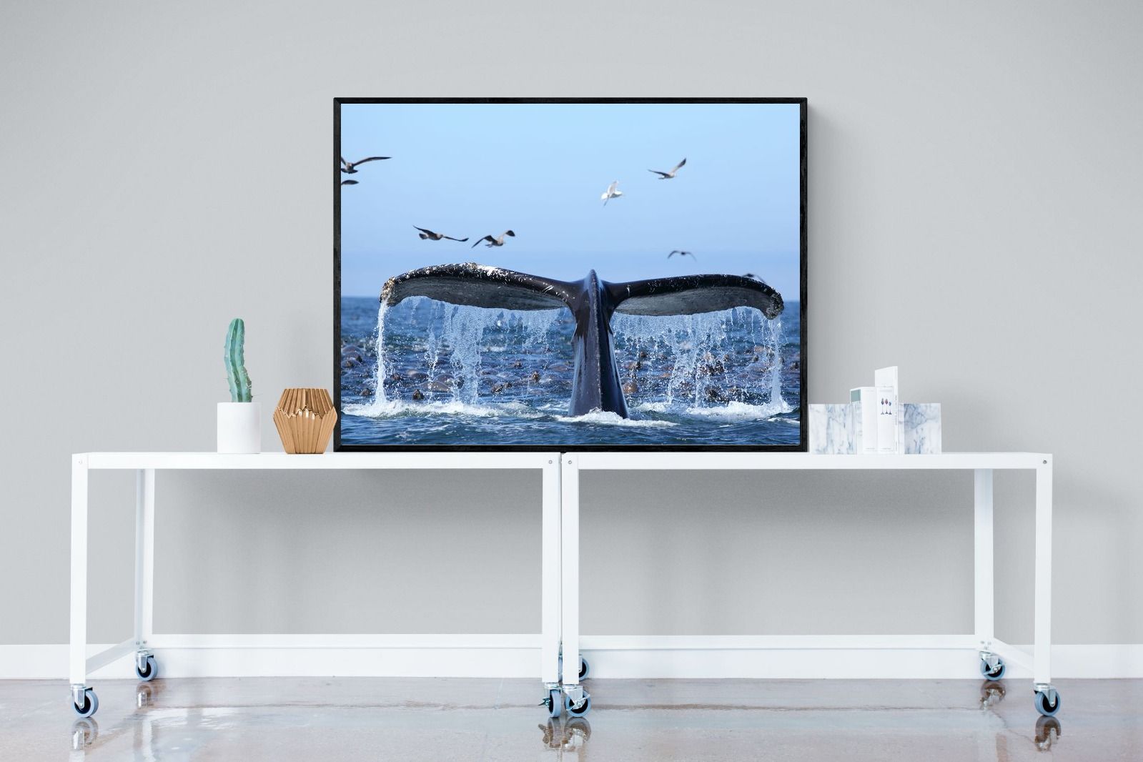 Whale Tail-Wall_Art-120 x 90cm-Mounted Canvas-Black-Pixalot