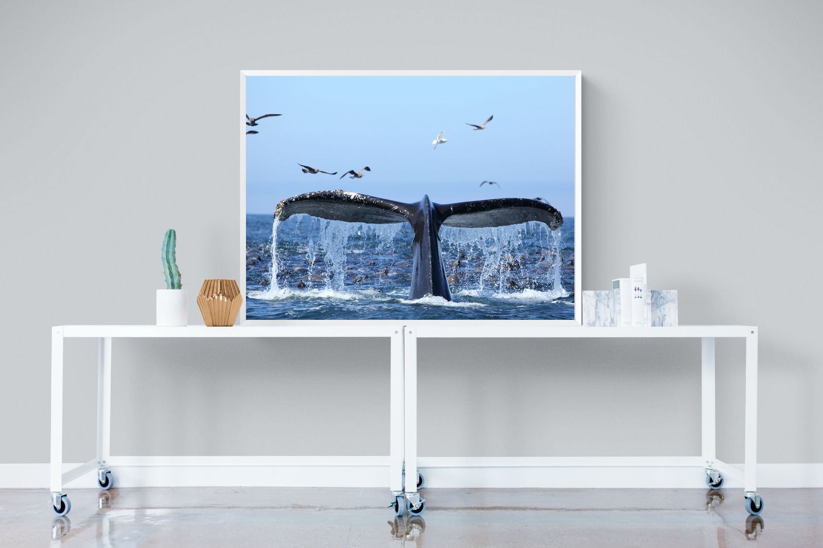 Whale Tail-Wall_Art-120 x 90cm-Mounted Canvas-White-Pixalot