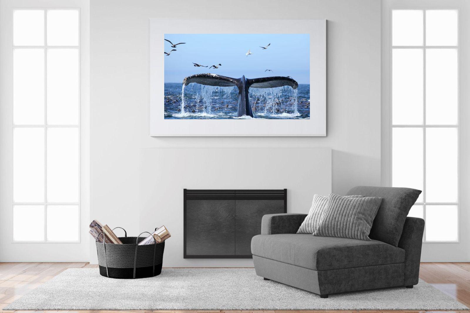 Whale Tail-Wall_Art-150 x 100cm-Framed Print-White-Pixalot