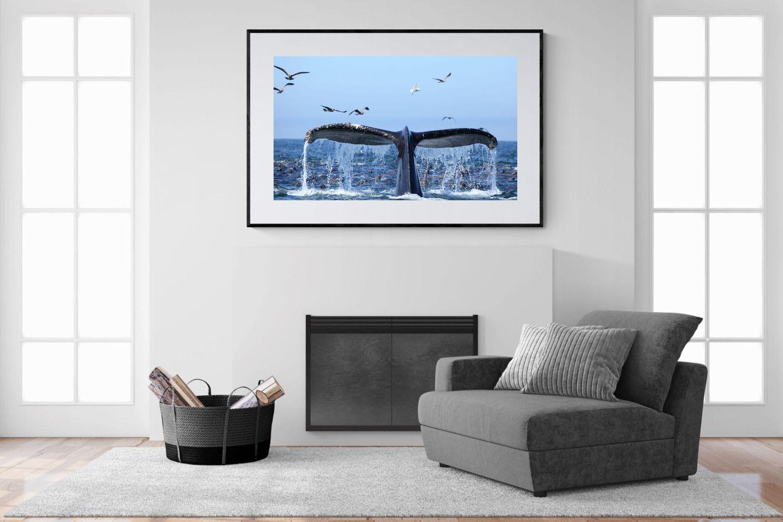 Whale Tail-Wall_Art-150 x 100cm-Framed Print-Black-Pixalot