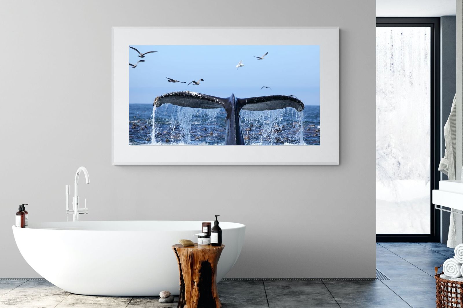 Whale Tail-Wall_Art-180 x 110cm-Framed Print-White-Pixalot