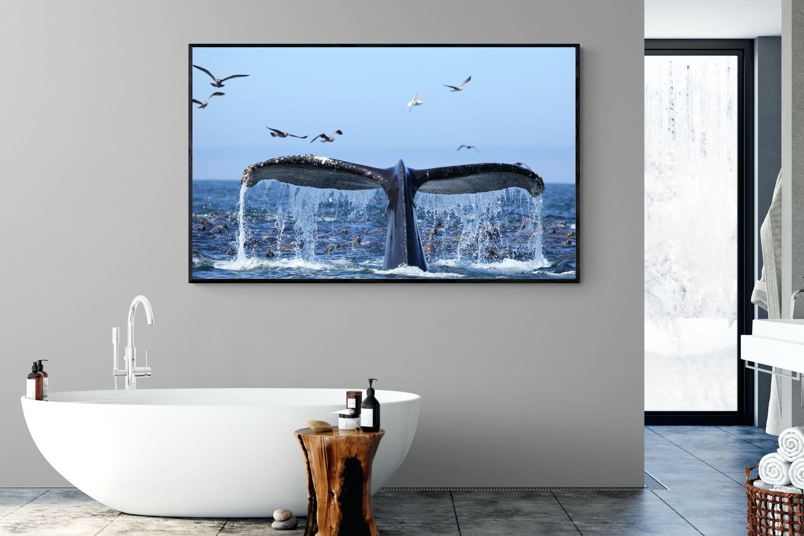Whale Tail-Wall_Art-180 x 110cm-Mounted Canvas-Black-Pixalot
