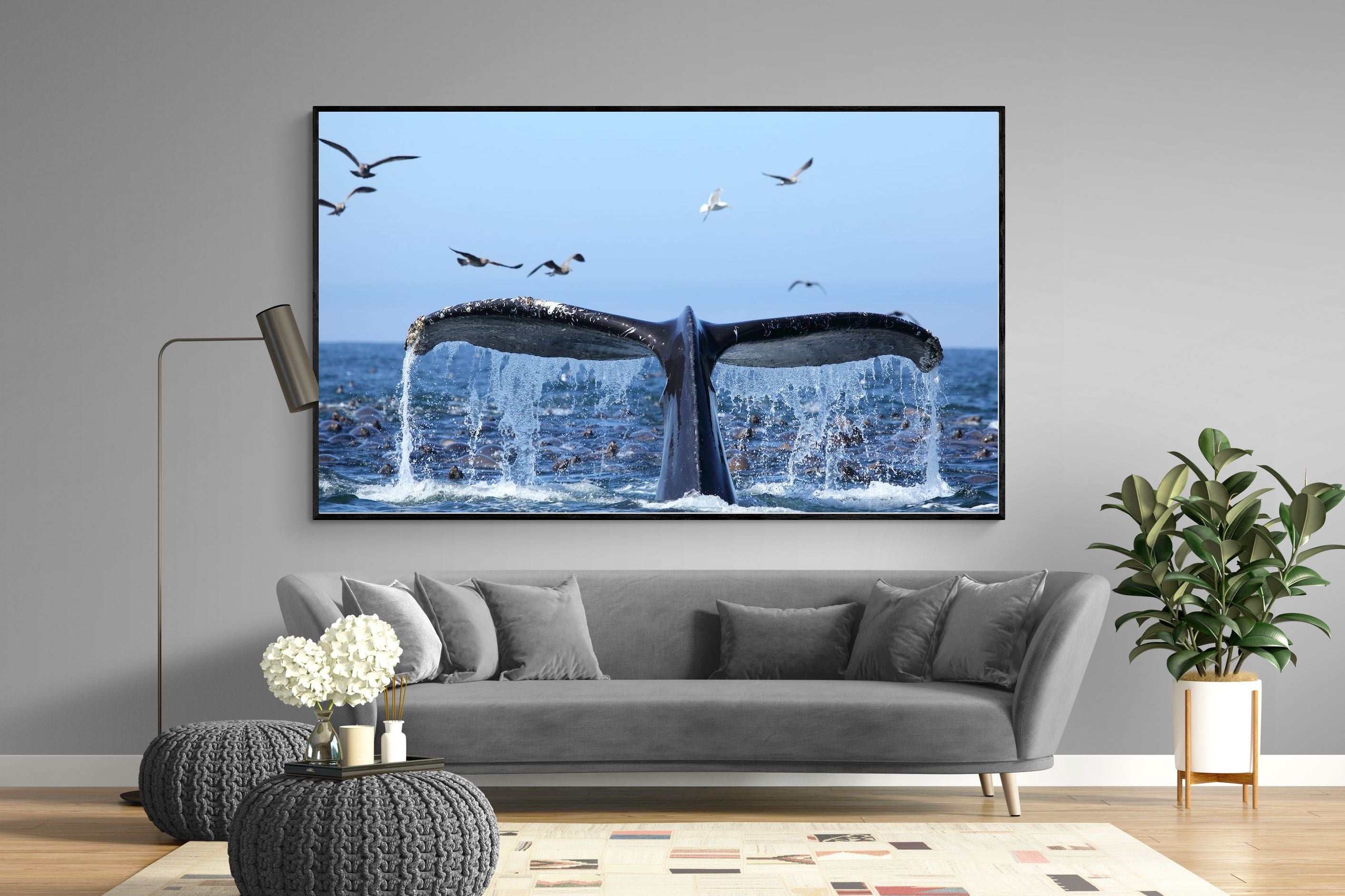 Whale Tail-Wall_Art-220 x 130cm-Mounted Canvas-Black-Pixalot