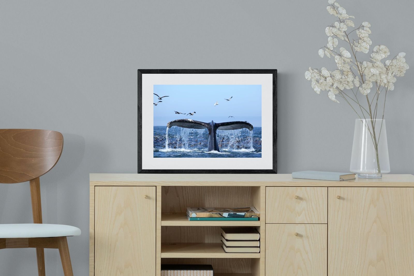 Whale Tail-Wall_Art-60 x 45cm-Framed Print-Black-Pixalot
