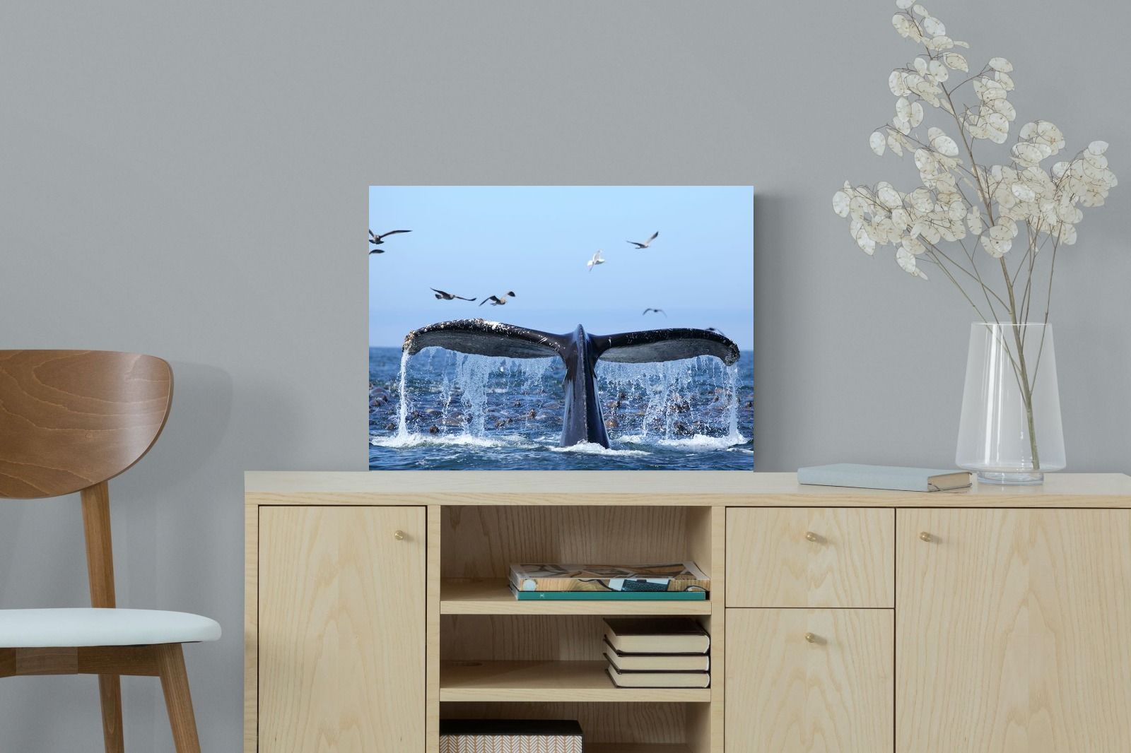 Whale Tail-Wall_Art-60 x 45cm-Mounted Canvas-No Frame-Pixalot