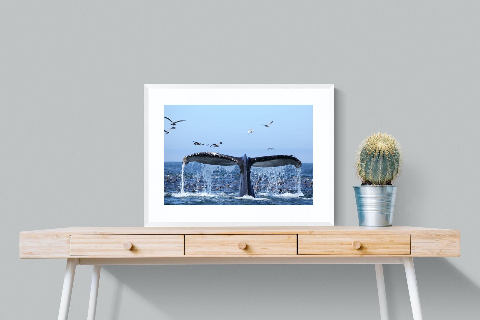 Whale Tail-Wall_Art-80 x 60cm-Framed Print-White-Pixalot
