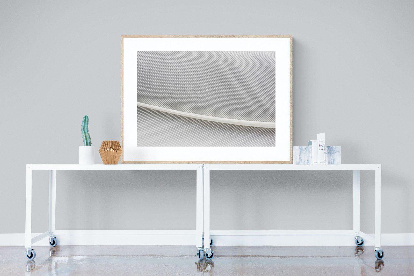 White Feather-Wall_Art-120 x 90cm-Framed Print-Wood-Pixalot
