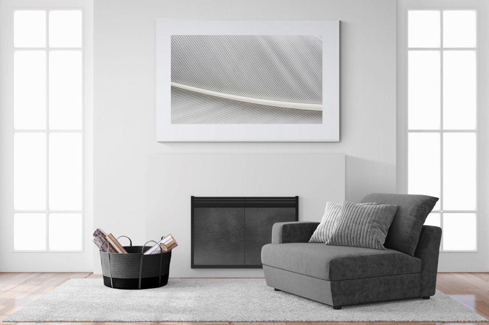 White Feather-Wall_Art-150 x 100cm-Framed Print-White-Pixalot