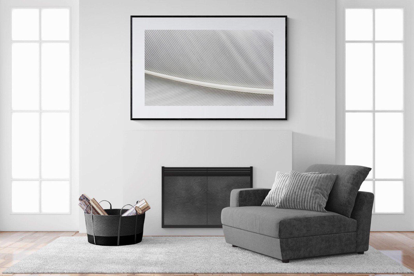 White Feather-Wall_Art-150 x 100cm-Framed Print-Black-Pixalot