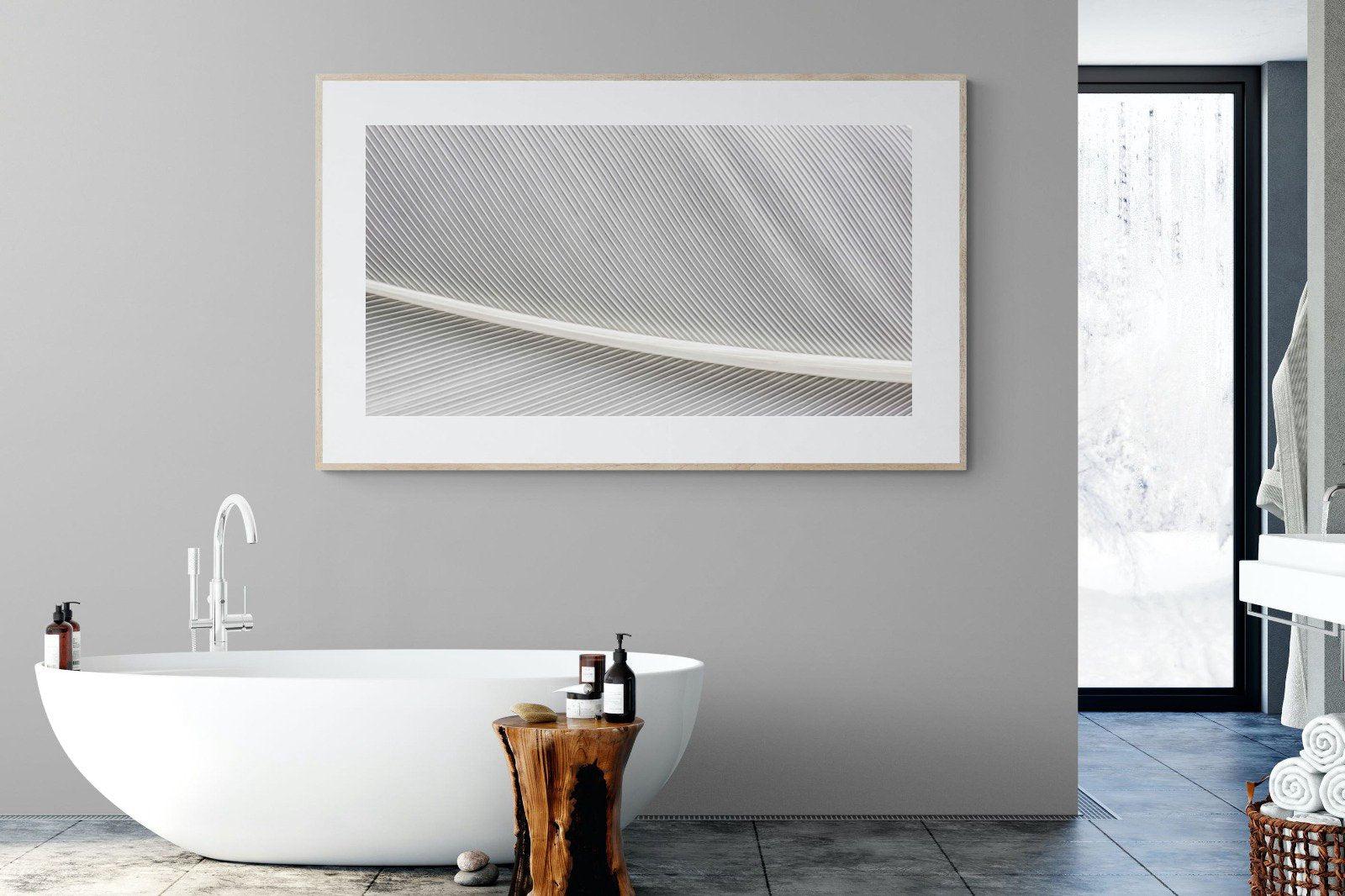 White Feather-Wall_Art-180 x 110cm-Framed Print-Wood-Pixalot