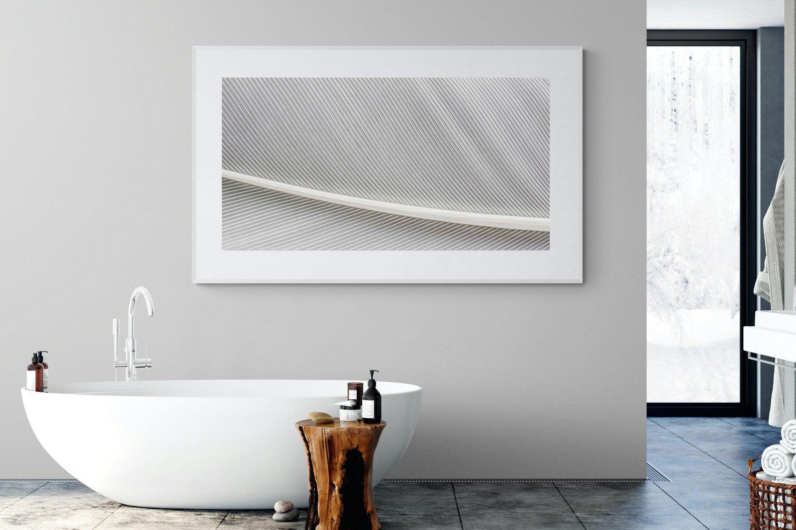 White Feather-Wall_Art-180 x 110cm-Framed Print-White-Pixalot
