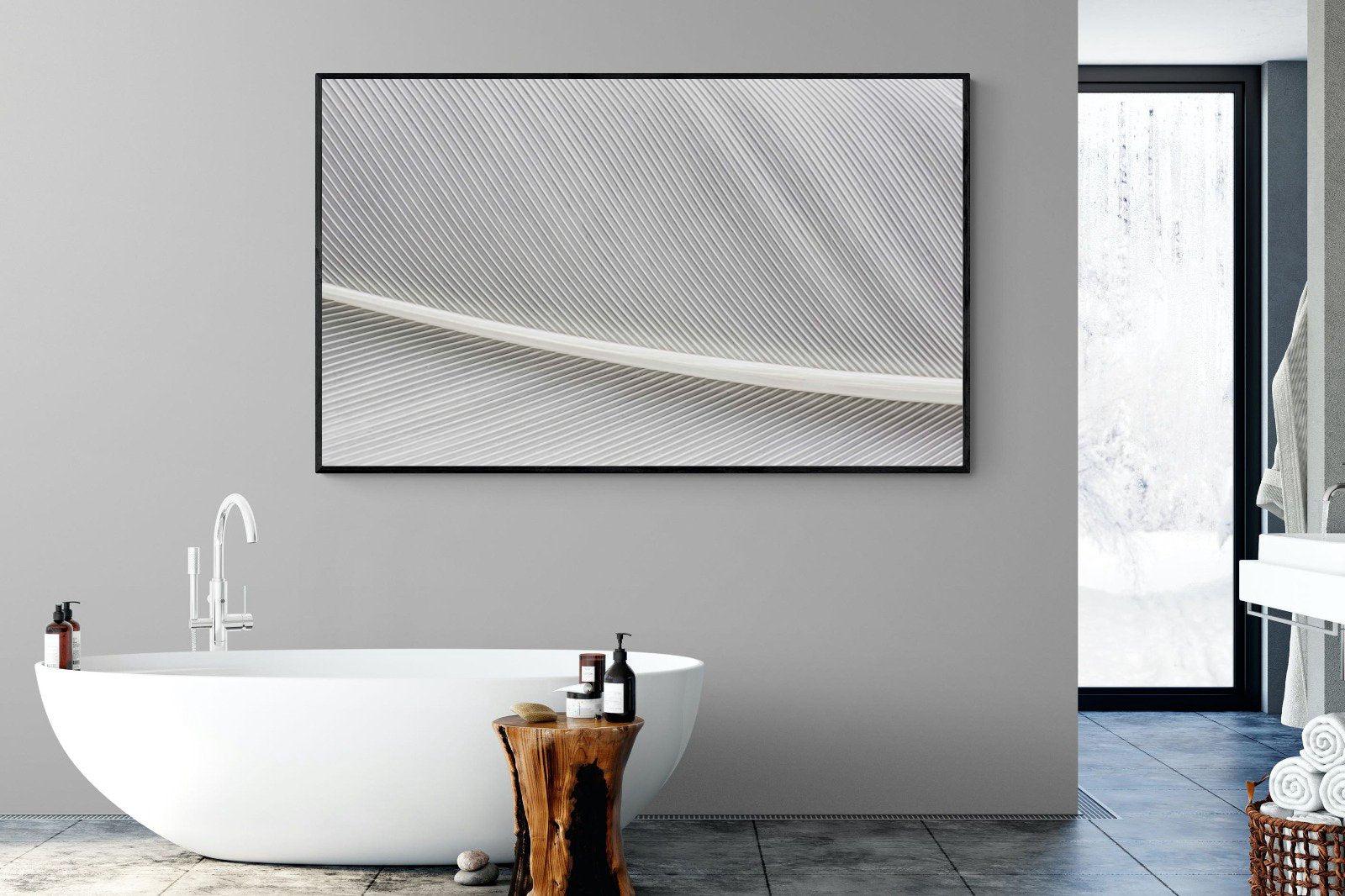 White Feather-Wall_Art-180 x 110cm-Mounted Canvas-Black-Pixalot