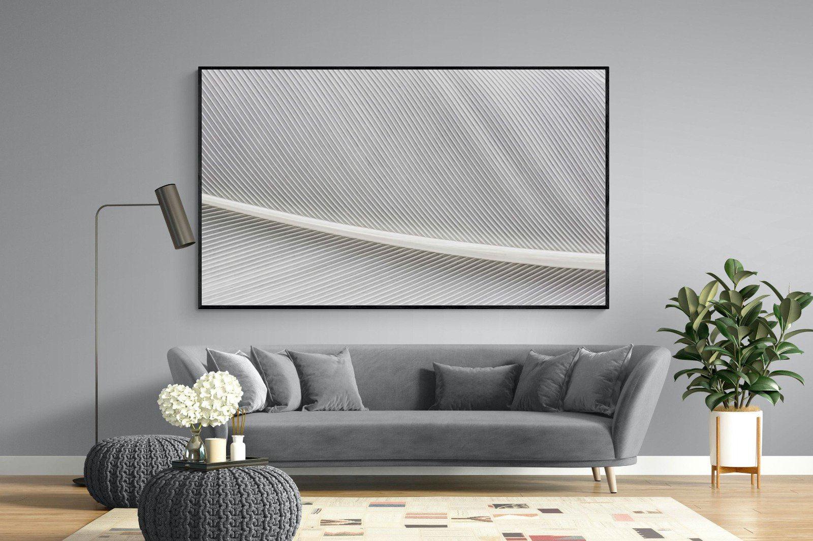 White Feather-Wall_Art-220 x 130cm-Mounted Canvas-Black-Pixalot