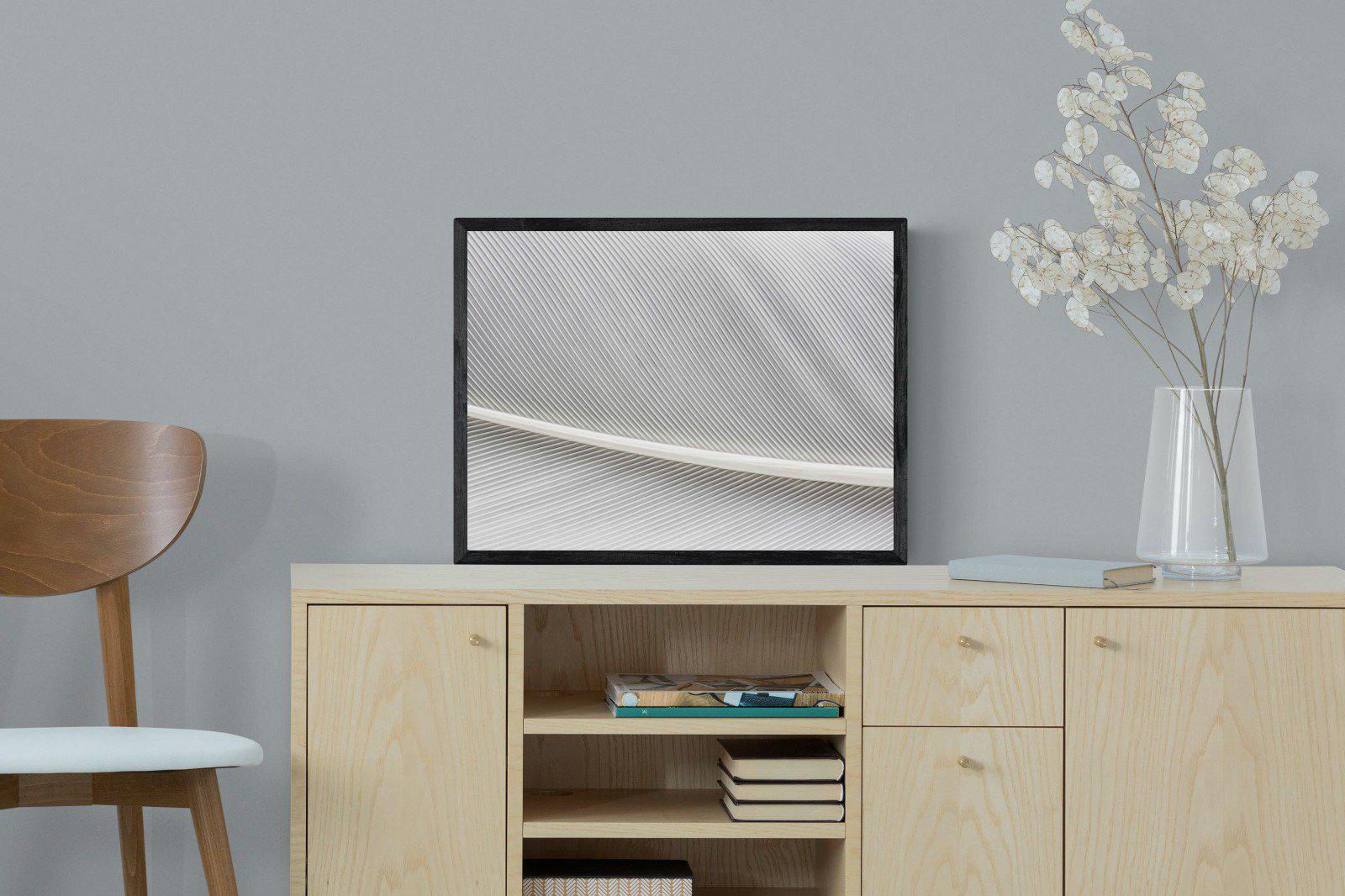 White Feather-Wall_Art-60 x 45cm-Mounted Canvas-Black-Pixalot