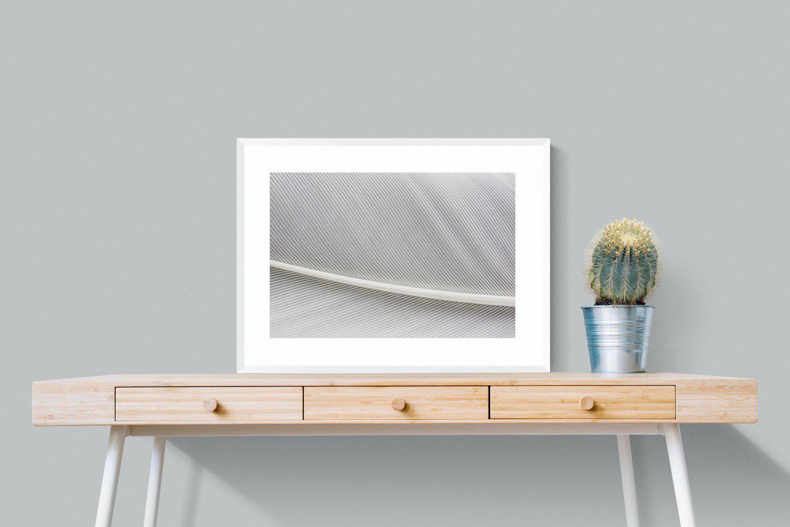 White Feather-Wall_Art-80 x 60cm-Framed Print-White-Pixalot