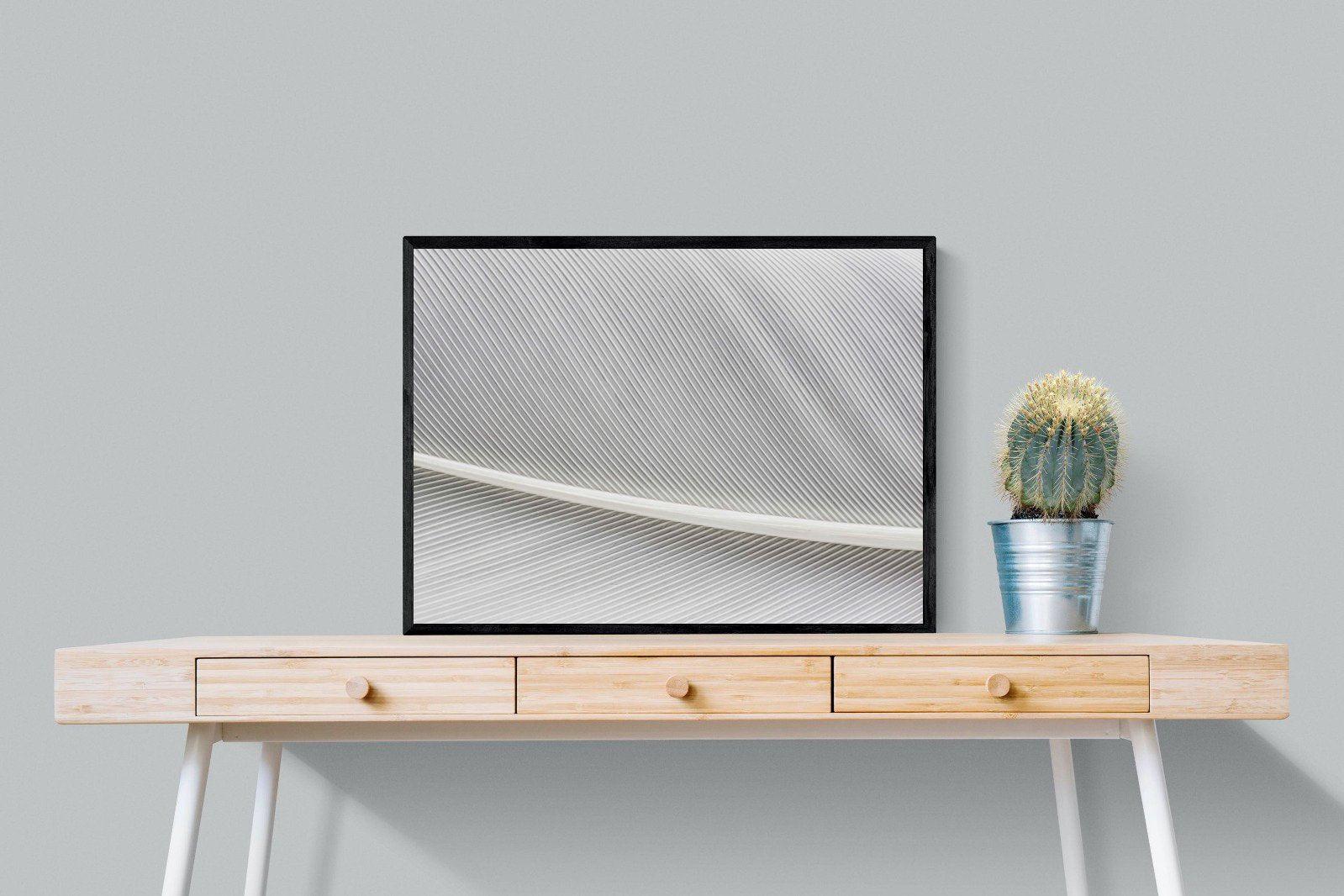 White Feather-Wall_Art-80 x 60cm-Mounted Canvas-Black-Pixalot