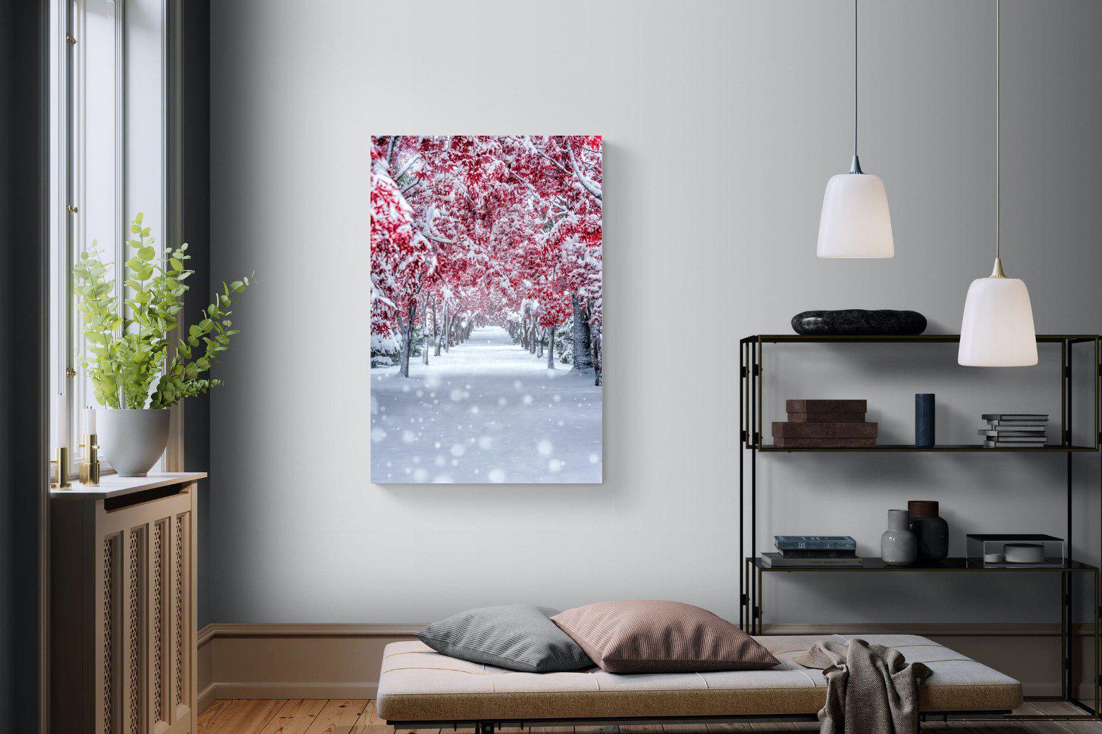 White On Red-Wall_Art-100 x 150cm-Mounted Canvas-No Frame-Pixalot