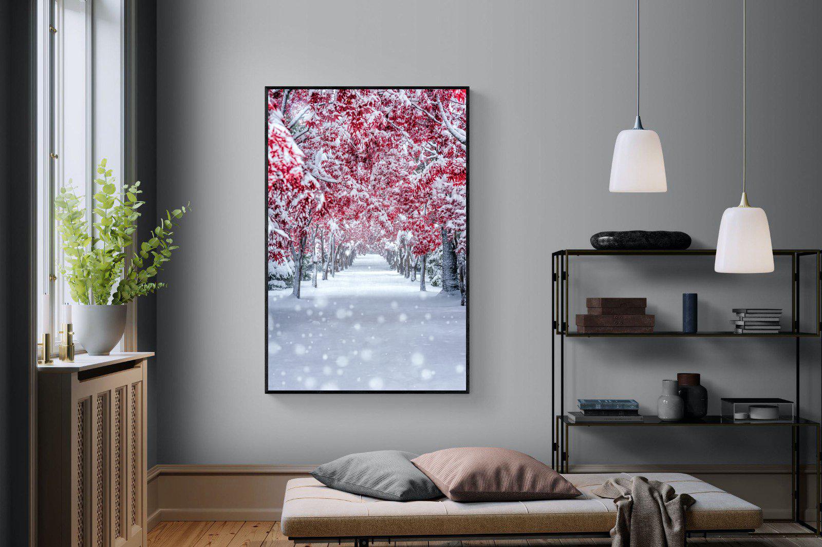 White On Red-Wall_Art-120 x 180cm-Mounted Canvas-Black-Pixalot