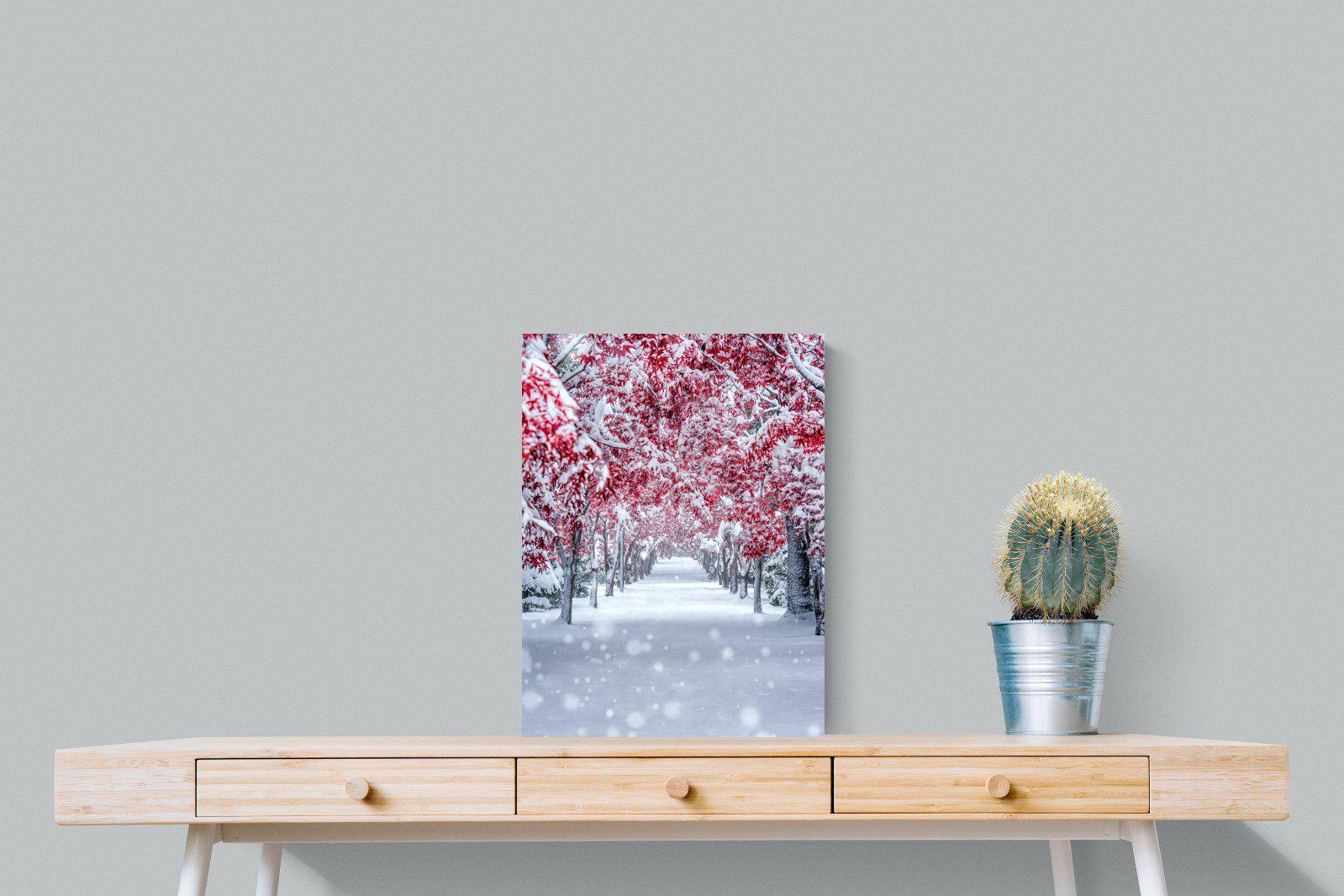 White On Red-Wall_Art-45 x 60cm-Mounted Canvas-No Frame-Pixalot