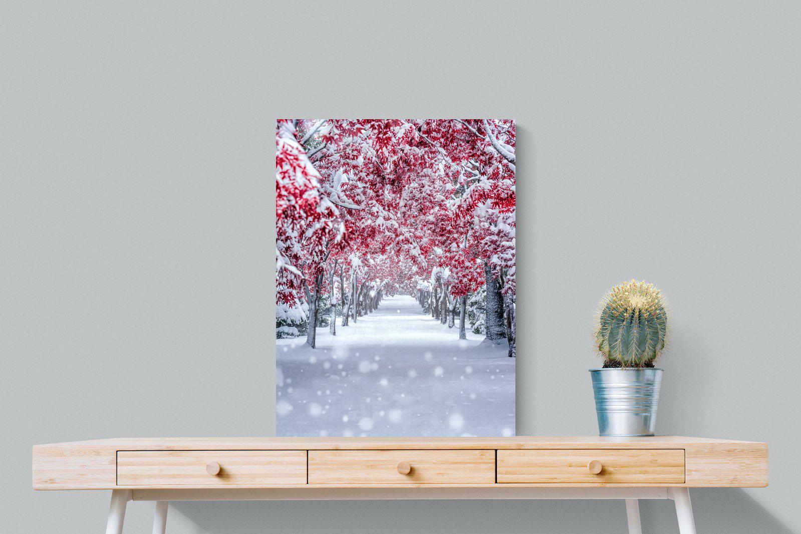 White On Red-Wall_Art-60 x 80cm-Mounted Canvas-No Frame-Pixalot
