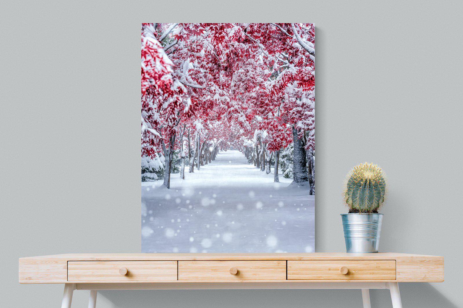 White On Red-Wall_Art-75 x 100cm-Mounted Canvas-No Frame-Pixalot