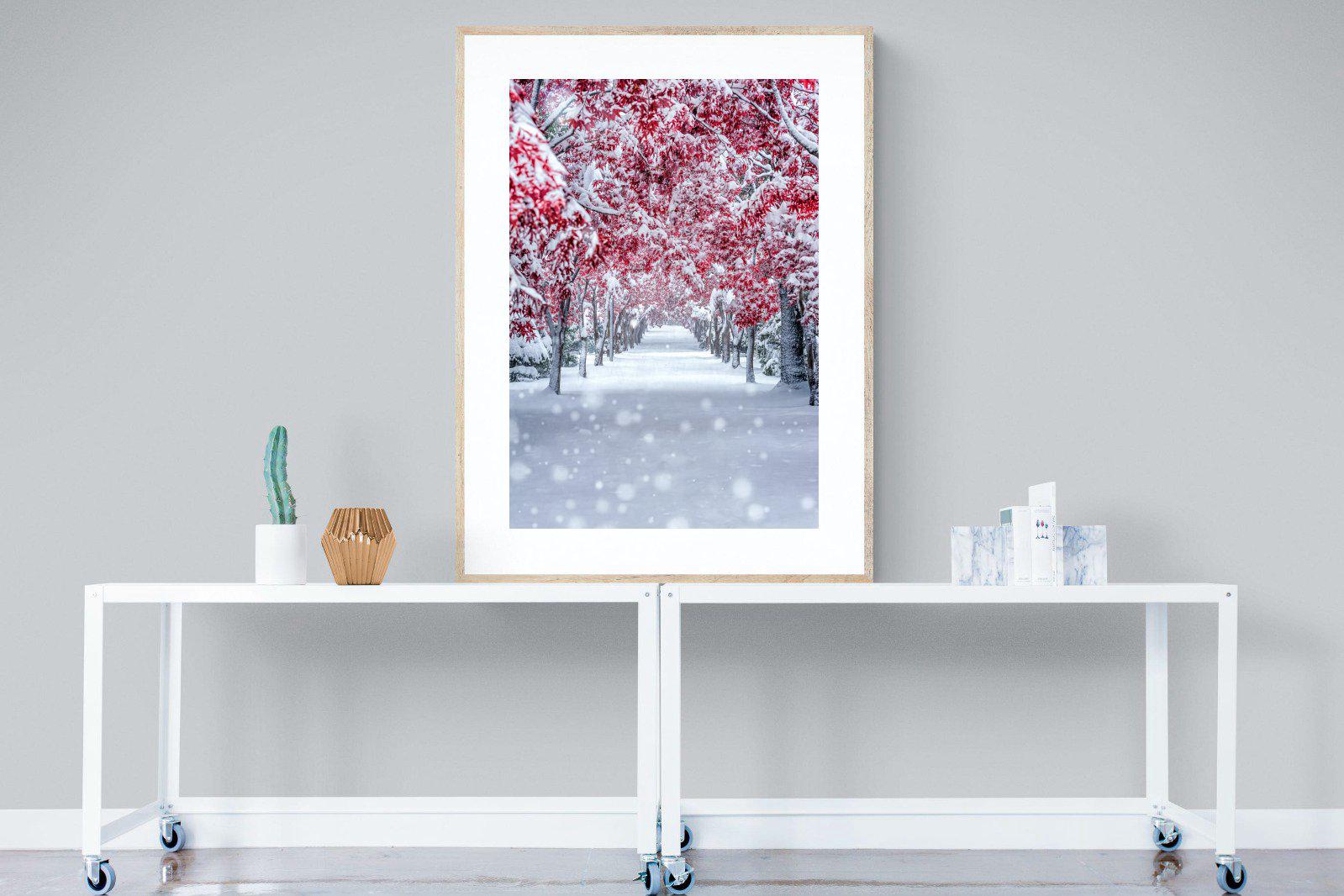 White On Red-Wall_Art-90 x 120cm-Framed Print-Wood-Pixalot