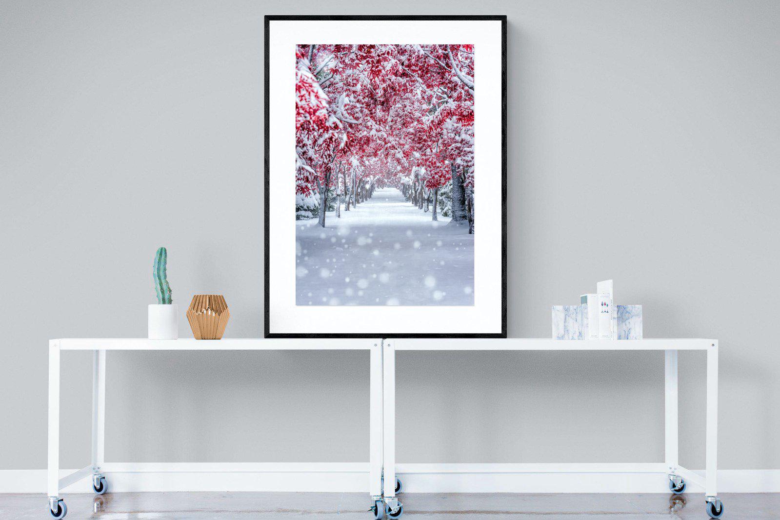 White On Red-Wall_Art-90 x 120cm-Framed Print-Black-Pixalot