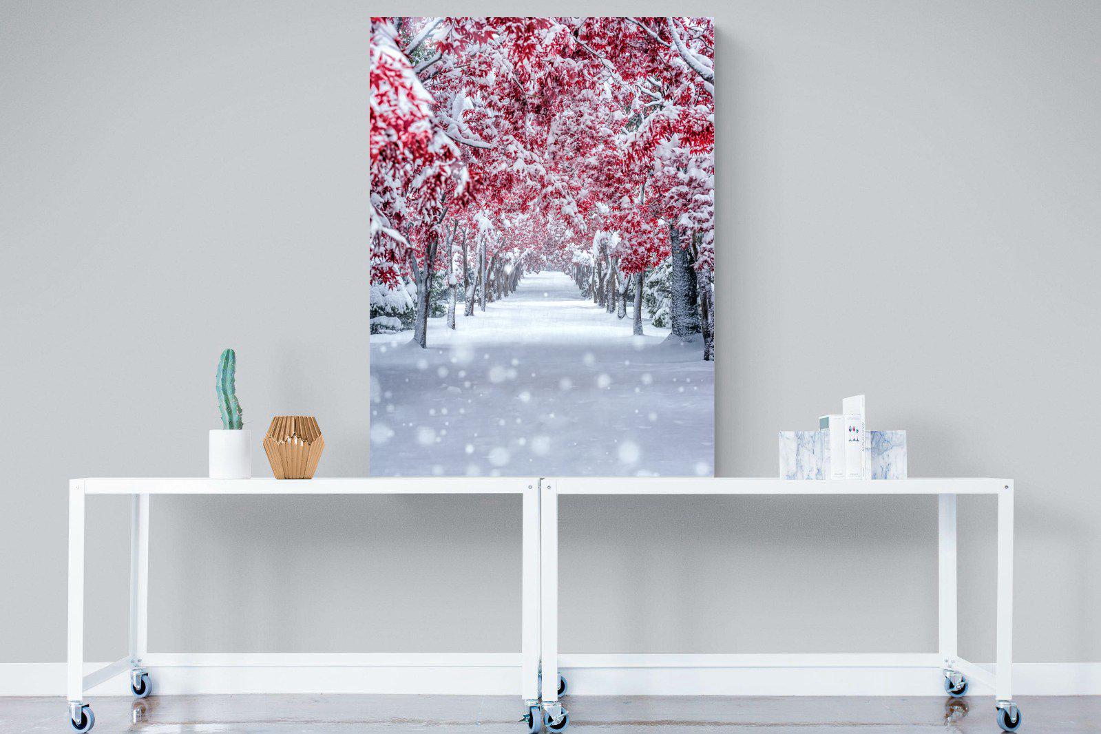 White On Red-Wall_Art-90 x 120cm-Mounted Canvas-No Frame-Pixalot