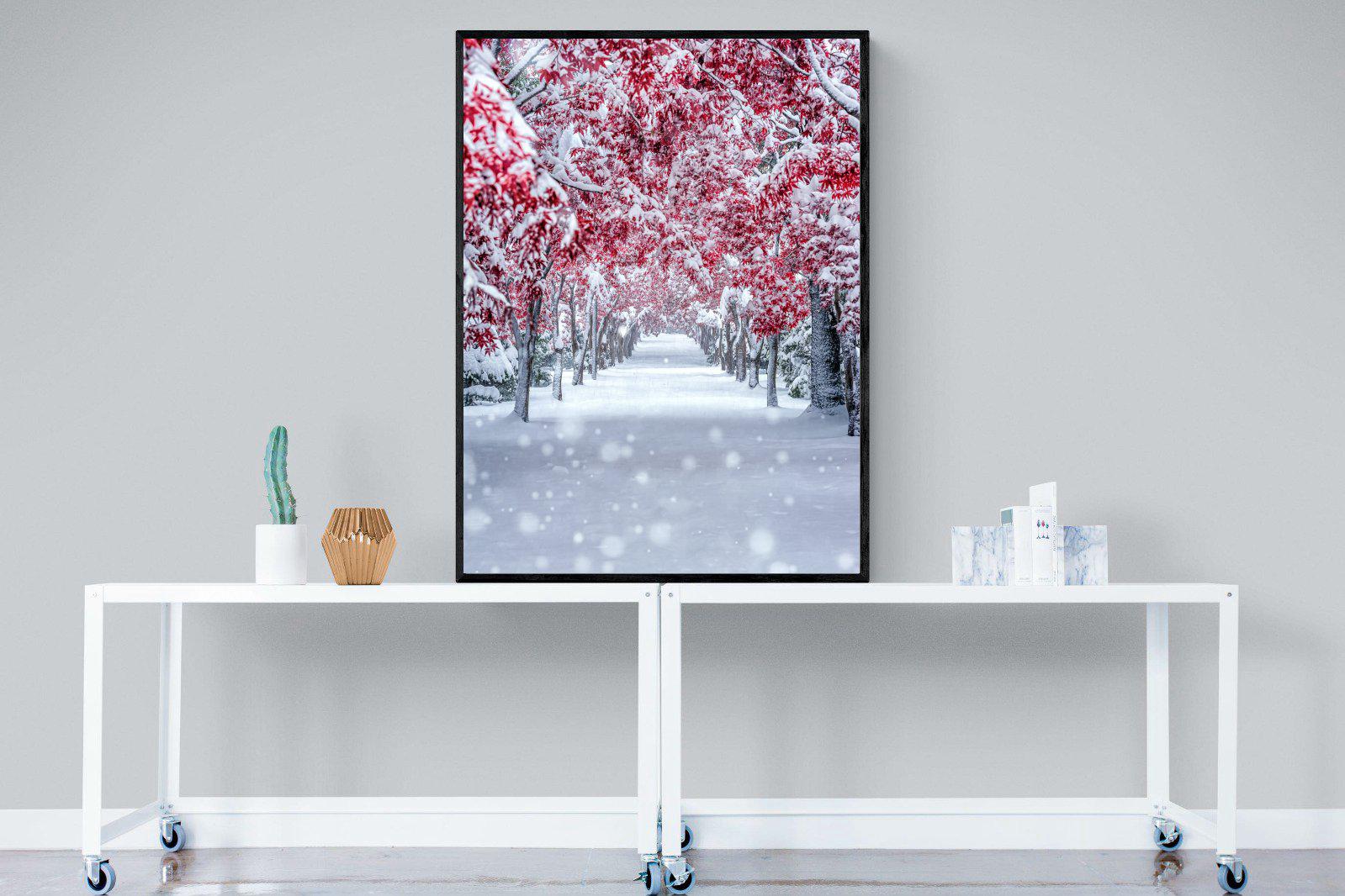 White On Red-Wall_Art-90 x 120cm-Mounted Canvas-Black-Pixalot