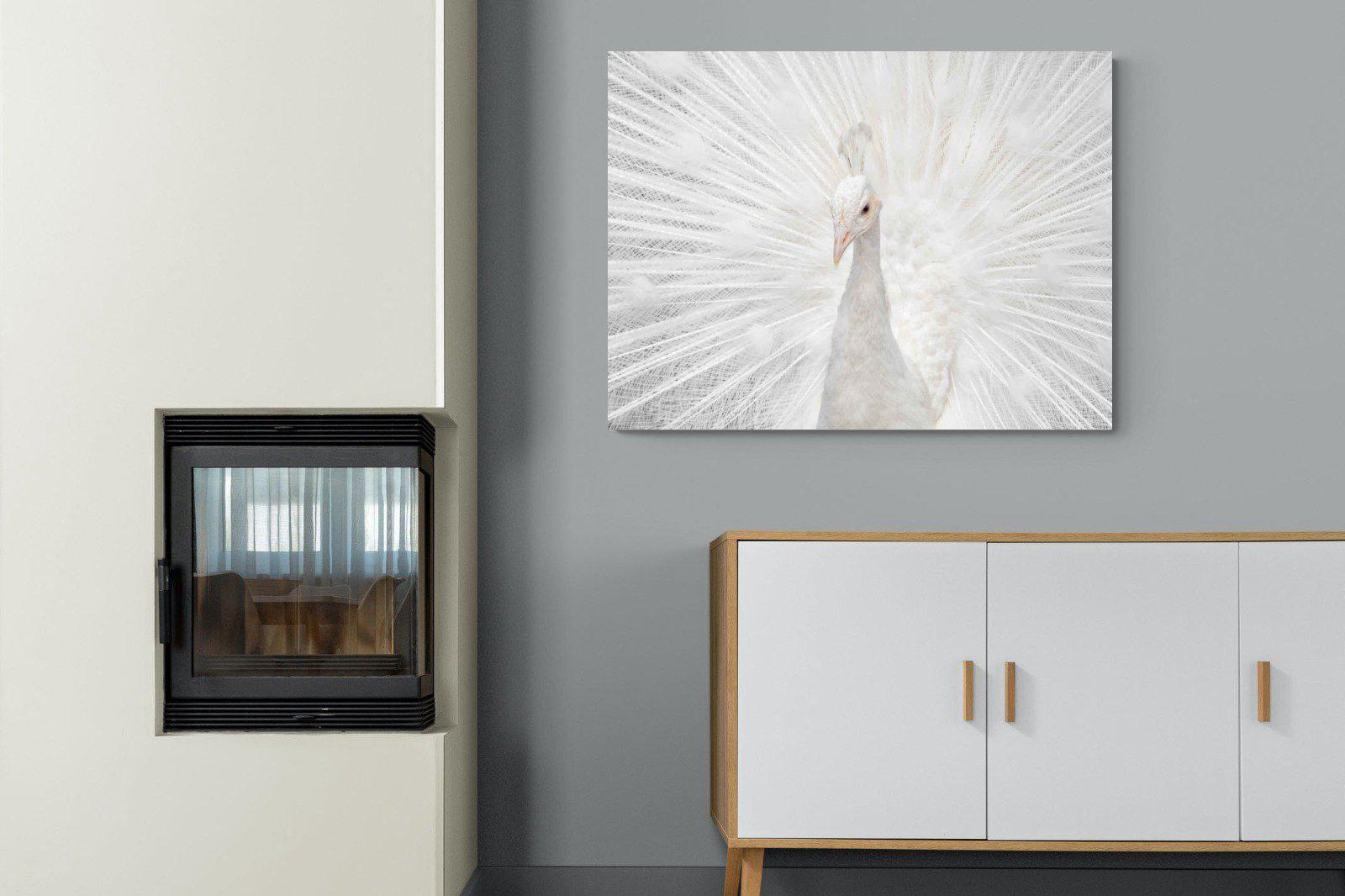 White Peacock-Wall_Art-100 x 75cm-Mounted Canvas-No Frame-Pixalot