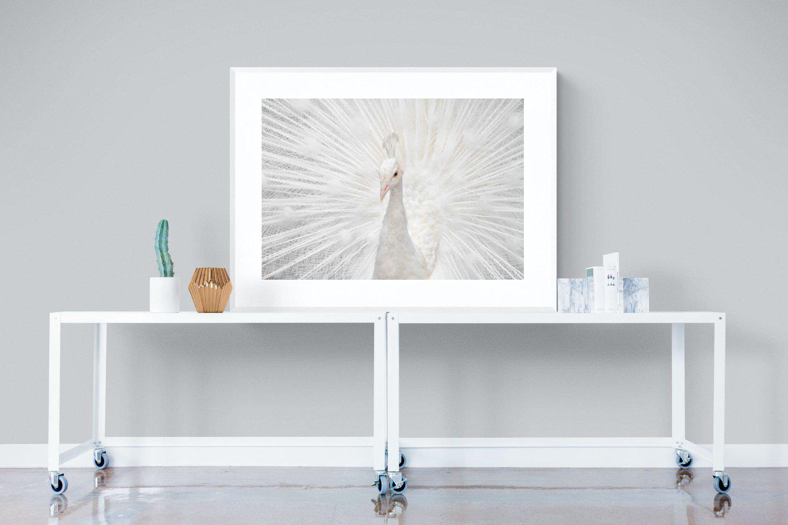 White Peacock-Wall_Art-120 x 90cm-Framed Print-White-Pixalot