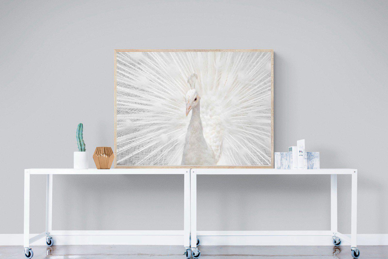 White Peacock-Wall_Art-120 x 90cm-Mounted Canvas-Wood-Pixalot