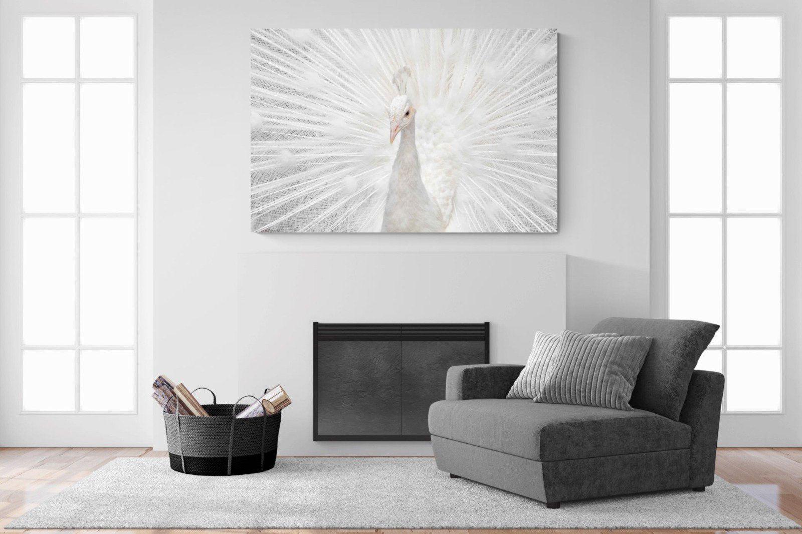 White Peacock-Wall_Art-150 x 100cm-Mounted Canvas-No Frame-Pixalot