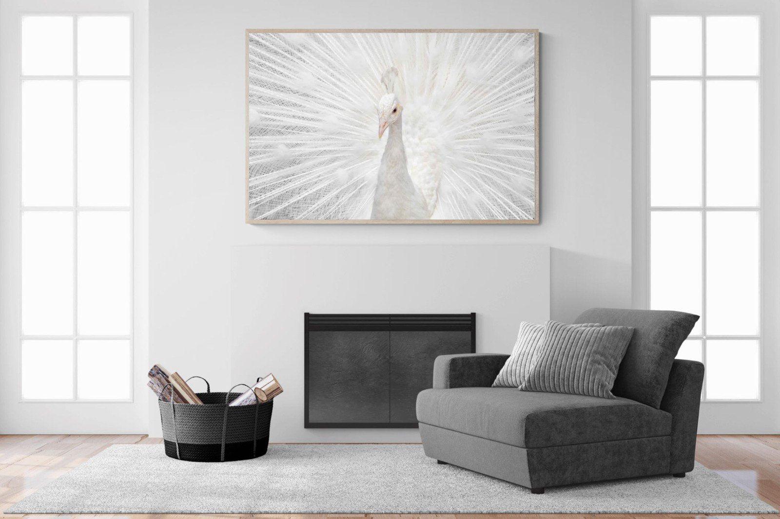 White Peacock-Wall_Art-150 x 100cm-Mounted Canvas-Wood-Pixalot