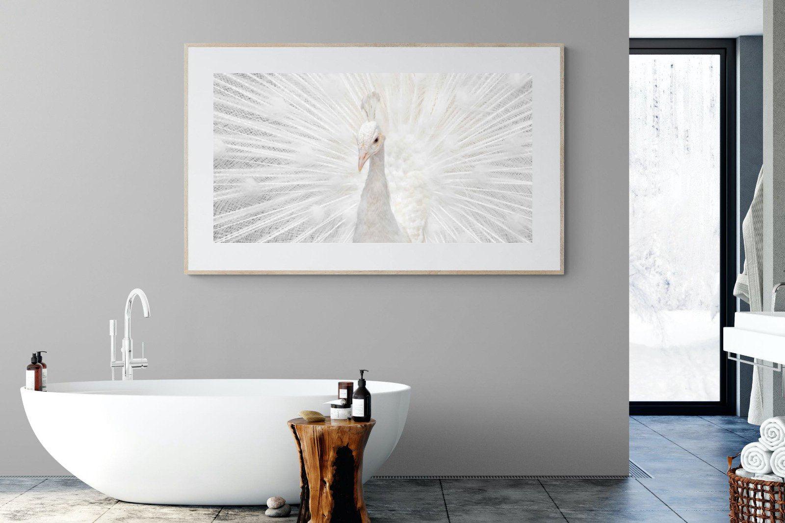 White Peacock-Wall_Art-180 x 110cm-Framed Print-Wood-Pixalot