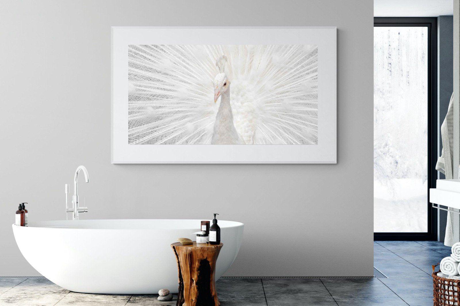 White Peacock-Wall_Art-180 x 110cm-Framed Print-White-Pixalot