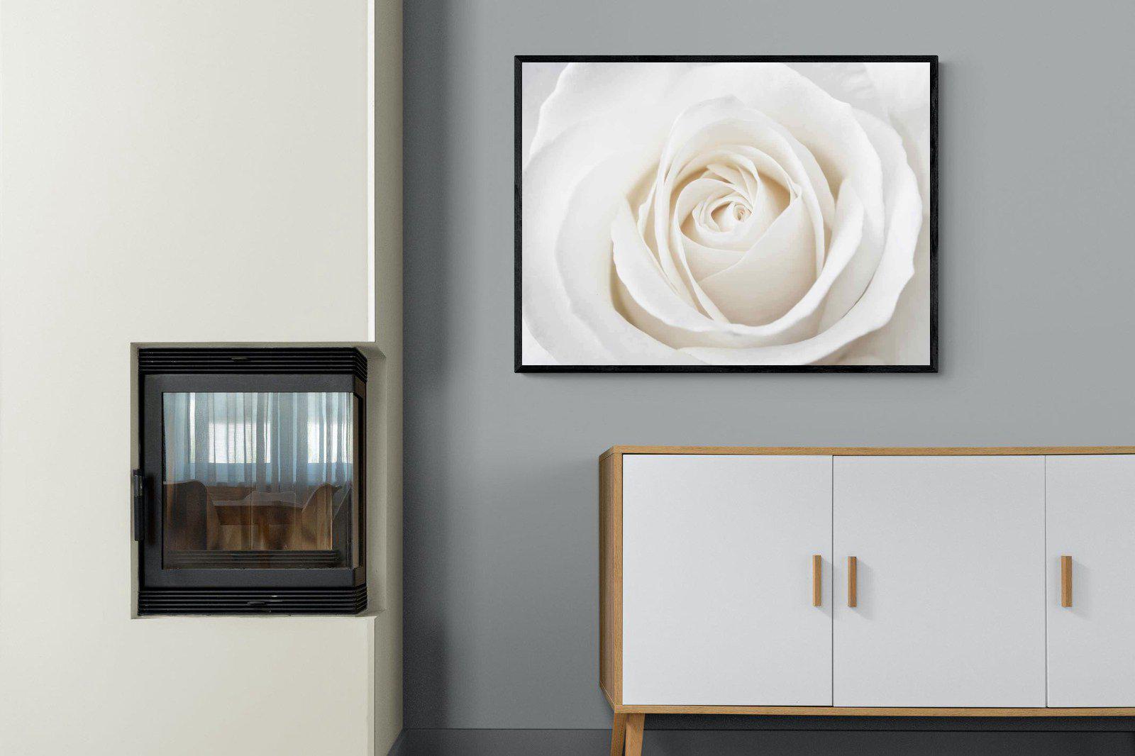 White Rose-Wall_Art-100 x 75cm-Mounted Canvas-Black-Pixalot