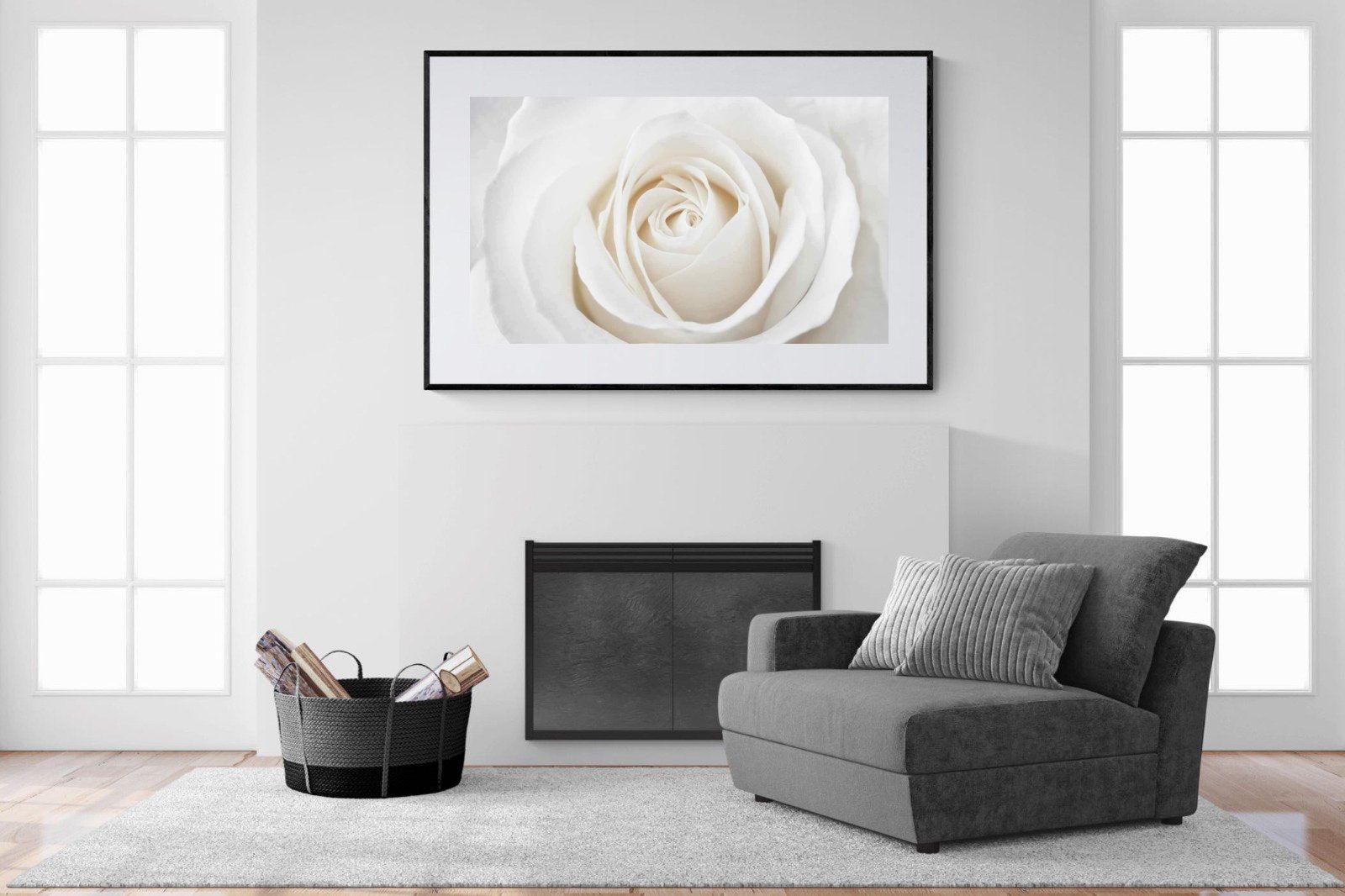 White Rose-Wall_Art-150 x 100cm-Framed Print-Black-Pixalot