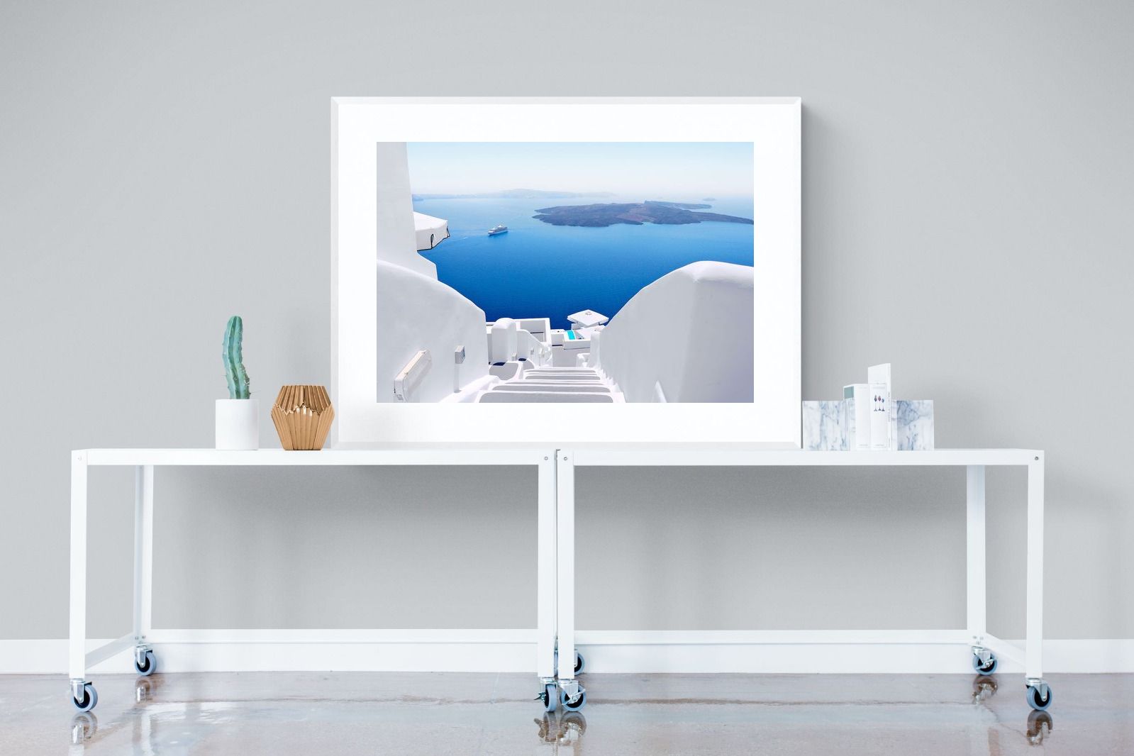 White Steps-Wall_Art-120 x 90cm-Framed Print-White-Pixalot