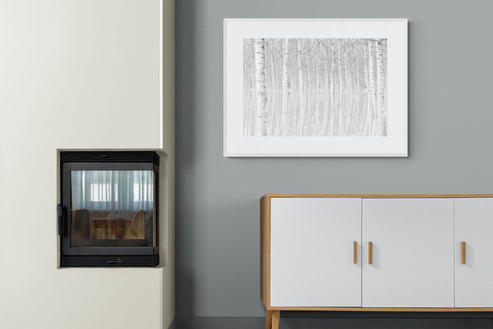 Whiteout Forest-Wall_Art-100 x 75cm-Framed Print-White-Pixalot