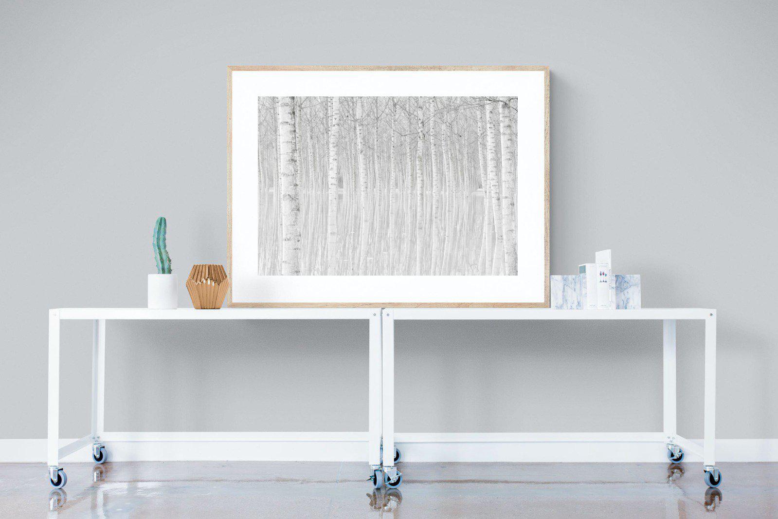 Whiteout Forest-Wall_Art-120 x 90cm-Framed Print-Wood-Pixalot